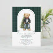 Watercolor Winter Teddy bear ChristmasInvitation Kaart (Staand voorkant)