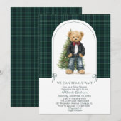 Watercolor Winter Teddy bear ChristmasInvitation Kaart (Voorkant / Achterkant)