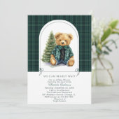 Watercolor  Winter  Teddy bear ChristmasInvitation Kaart (Staand voorkant)