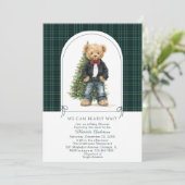 Watercolor  Winter  Teddy bear ChristmasInvitation Kaart (Staand voorkant)