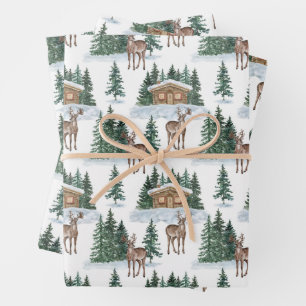 Watercolor Winter Wonderland Landelijke Schuur Ker Inpakpapier Vel