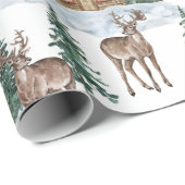 Watercolor Winter Wonderland Rustic Barn Christmas Cadeaupapier (Rol Hoek)