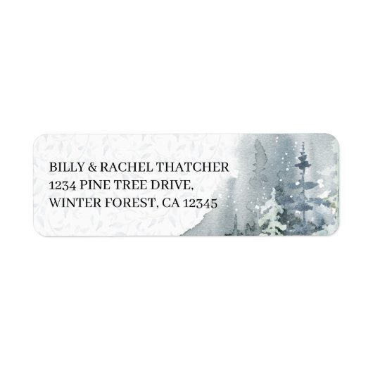 Watercolor Winter Woud Elegant Etiket (Voorkant)