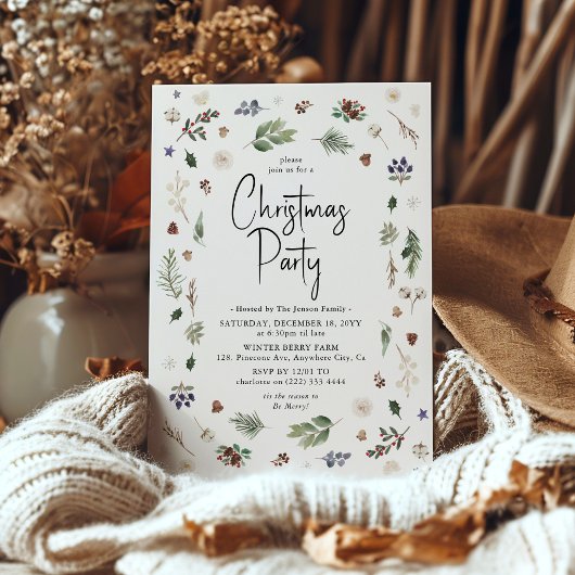 Watercolor Winterblad Kerstfeest Kaart