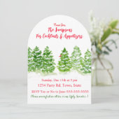 Watercolor Winterbomen PERSONALISEER Boog Kaart (Staand voorkant)