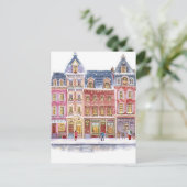 Watercolor Winterdorp Kerststad Briefkaart (Staand voorkant)