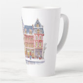 Watercolor Winterdorp Kerststad Latte Mok (Rechterhoek)