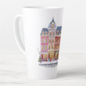 Watercolor Winterdorp Kerststad Latte Mok (Linkerhoek)