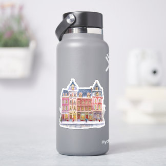 Watercolor Winterdorp Kerststad Sticker