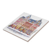 Watercolor Winterdorp Kerststad Tegeltje (Zijkant)