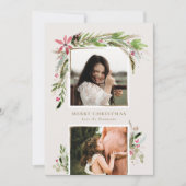 Watercolor Wintergroen Kerstkaart (Voorkant)