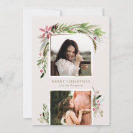 Watercolor Wintergroen Kerstkaart