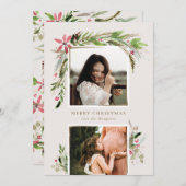 Watercolor Wintergroen Kerstkaart (Voorkant / Achterkant)