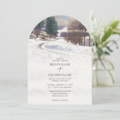 Watercolor Winterlandschap Huwelijk Kaart (Staand voorkant)