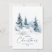 Watercolor Winterlandschap Kerstmis Feestdagenkaart (Voorkant)