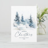 Watercolor Winterlandschap Kerstmis Feestdagenkaart (Staand voorkant)