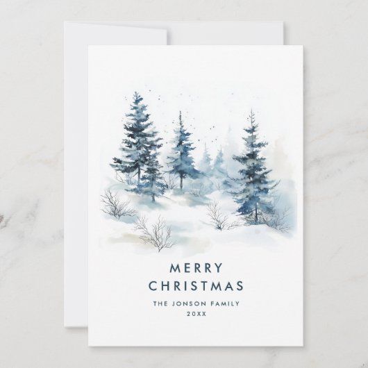 Watercolor Winterlandschap Kerstmis Feestdagenkaart (Voorkant)