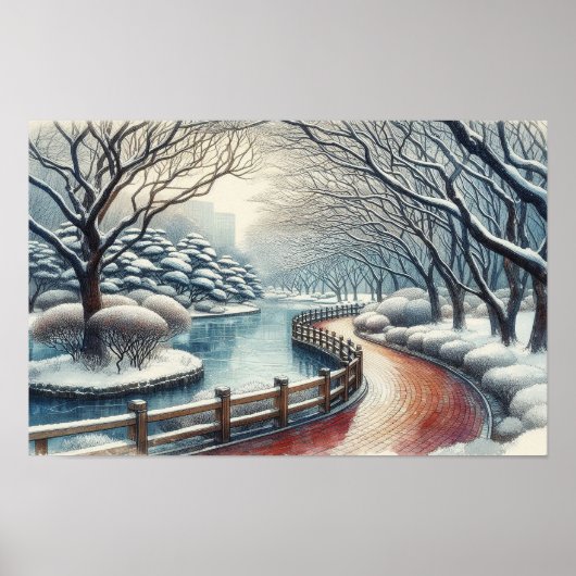 Watercolor winterparktoneel poster (Voorkant)