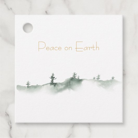 Watercolor Winterse Landschap Bedankjes Labels (Voorkant)