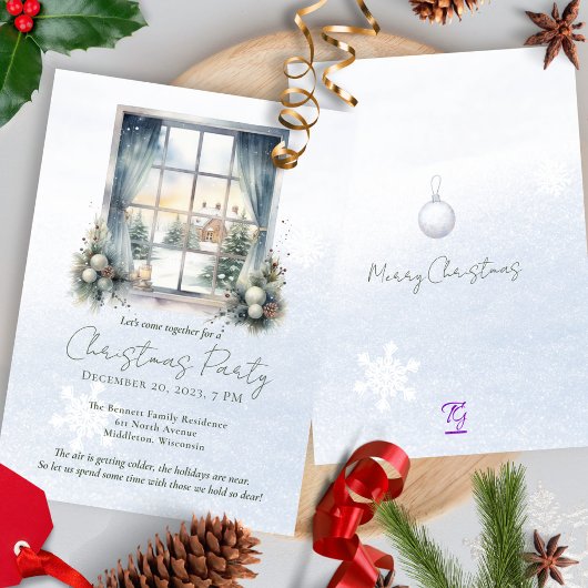 Watercolor Winterse Landschap Bos Dennenboom Kerst Kaart