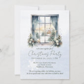 Watercolor Winterse Landschap Bos Dennenboom Kerst Kaart (Voorkant)