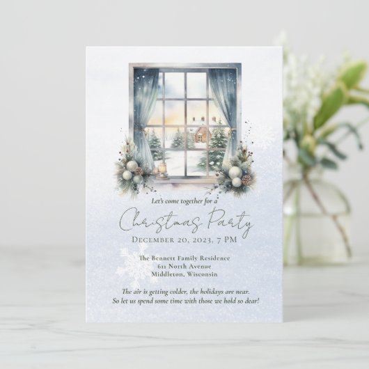 Watercolor Winterse Landschap Bos Dennenboom Kerst Kaart (Staand voorkant)