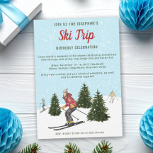 Watercolor Wintersport Vakantie Skien Verjaardagsf