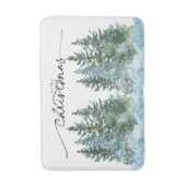 Watercolor Winterwonderland Kerstbomen Badmat (Voorkant Verticaal)