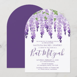 Watercolor Wisteria Bedrijfslogo   Bat Mitzvah Kaart