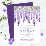 Watercolor Wisteria Bedrijfslogo Bat Mitzvah Kaart<br><div class="desc">Watercolor Wisteria Bedrijfslogo Bat Mitzvah uitnodigingen bevatten elegante watercolor wisteria bloemen in zachte lavendel en paarse tinten met groene bladeren op een witte achtergrond met uw Bat Mitzvah uitnodigingsinformatie hieronder. Personaliseer door de tekst in de tekstvakken te bewerken. Voeg uw bedrijfslogo toe aan de achterzijde. Ontworpen voor u door Evco...</div>