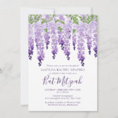 Watercolor Wisteria Bedrijfslogo Bat Mitzvah Kaart (Voorkant)