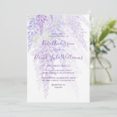 Watercolor Wisteria Bloesems Romantisch Huwelijk Kaart (Staand voorkant)