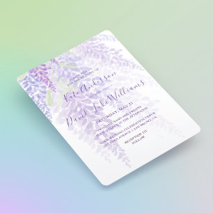 Watercolor Wisteria Bloesems Romantisch Huwelijk Kaart