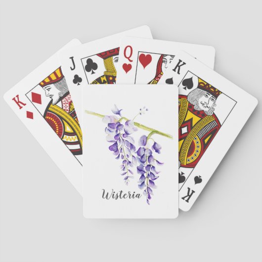Watercolor Wisteria Botanical Pokerkaarten (Achterkant)