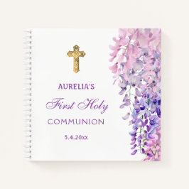 Watercolor Wisteria First Communion Guest Book Notitieboek