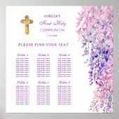 Watercolor Wisteria First Communion Seating Chart Poster (Voorkant)