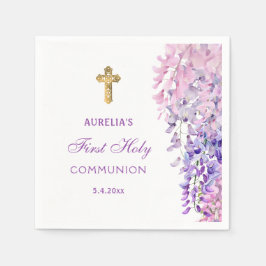 Watercolor Wisteria First Communion Servet