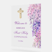 Watercolor Wisteria First Communion Welcome Acryl Bord (Hoek)
