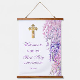 Watercolor Wisteria First Communion Welcome Hangend Wandkleed