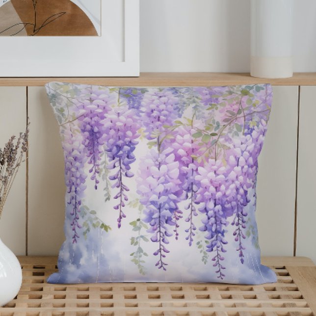 Watercolor Wisteria Fluisteringen Kussen (Creator heeft geüpload)