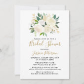 Watercolor Witte Bloemen Bruidsdouche Uitnodiginge Kaart (Voorkant)