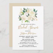 Watercolor Witte Bloemen Bruidsdouche Uitnodiginge Kaart (Voorkant / Achterkant)