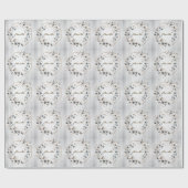 Watercolor Witte Bloemen Gouden Frame Zilveren Tea Cadeaupapier (Vlak)