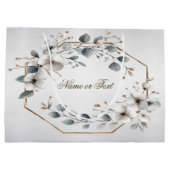 Watercolor Witte Bloemen Gouden Frame Zilveren Tea Groot Cadeauzakje (Achterkant)