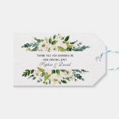 Watercolor Witte Bloemstuk Bruiloft Cadeaulabel (Voorkant (Horizontaal))