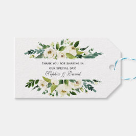 Watercolor Witte Bloemstuk Bruiloft Cadeaulabel