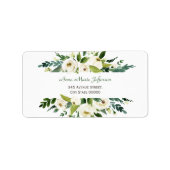 Watercolor Witte Bloemstuk Bruiloft Etiket (Voorkant)