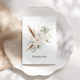 Watercolor Witte Boheemse Bloem Boho Bruiloft Bedankkaart