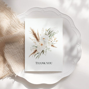 Watercolor Witte Boheemse Bloem Boho Bruiloft Bedankkaart