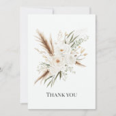Watercolor Witte Boheemse Bloem Boho Bruiloft Bedankkaart (Voorkant)